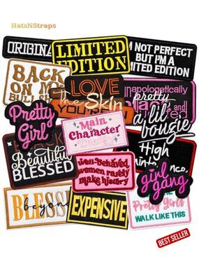 16pcs Girl Power Iron On Patches Embroidered Appliques for Hats Clothes Jackets
